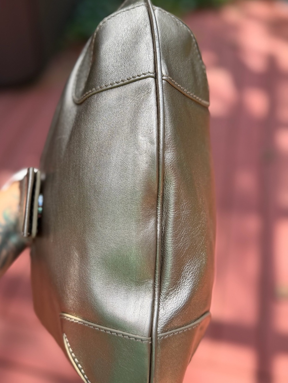 Michael Kors Metallic Brown Leather Shoulder Hobo Bag - Picture 3 of 15